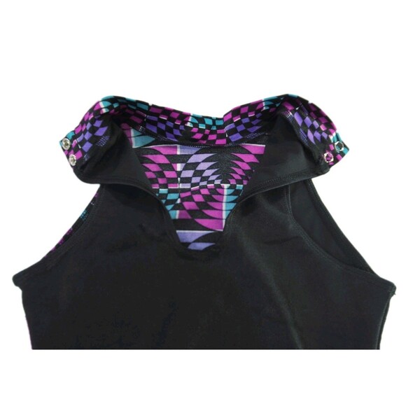 Gilda Marx Vintage High Neck Keyhole Geometric Dance Leotard Adult XS (Y/J) NWT - Picture 5 of 14
